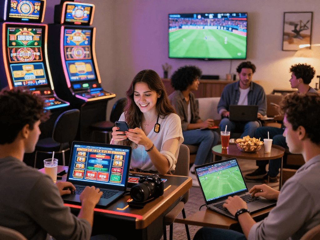 Engaging scene of players gambling online in Canada, showcasing interactive casino and sports betting experiences.