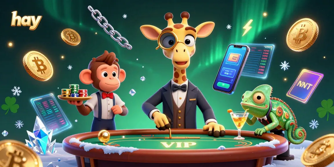 Experience the thrill of gambling with "hay" in this vibrant 3D casino illustration featuring unique characters and crypto elements.