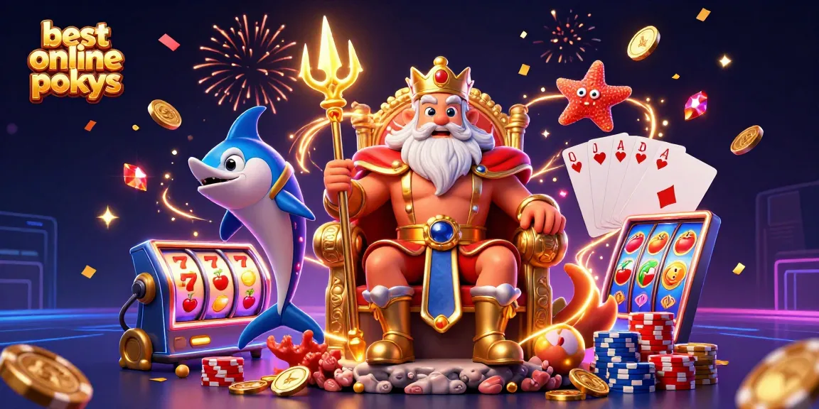 Spin the best online pokies with 3D sea king Neptune, colorful slots, and dynamic casino elements