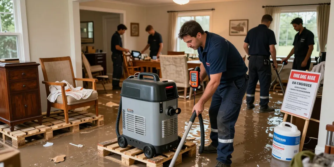 Water Damage Restoration Vancouver with expert technicians implementing emergency protocols in a flooded home.